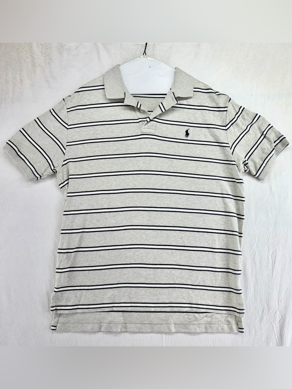 Polo by Ralph Lauren Cream Polo with Navy Stripes Men’s Large